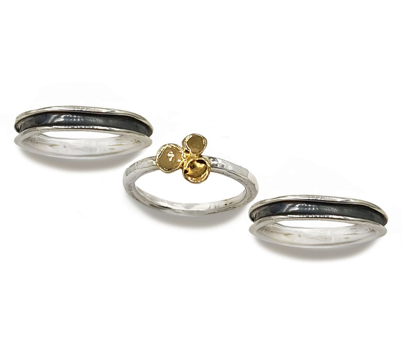 Hagit Sterling Silver & 14K Gold Set of 3 Stacking Rings — View 6