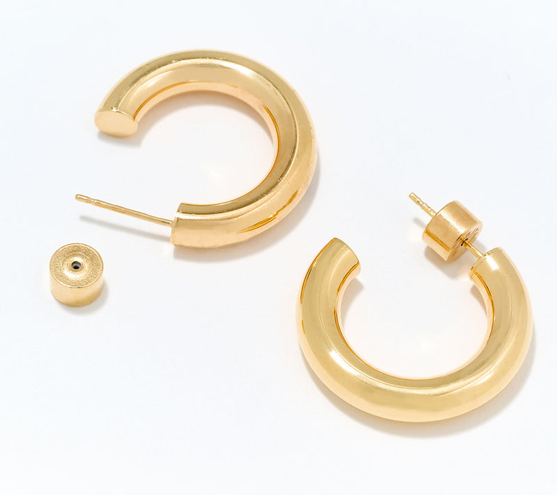 David Markstein Sterling Silver 1" Debut Smart Closure Hoop Earrings — View 2