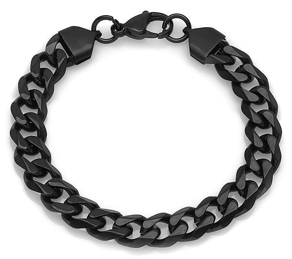 Steel By Design Men's Black IP Curb Chain LinkBracelet — Main view