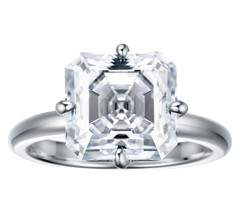 Moissanite Luxe 4.15 cttw Asscher Cut SolitareRing, Sterling — Main view