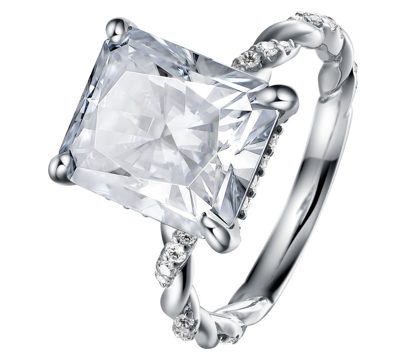 Moissanite Luxe 6.95 Twisted Band Ring, Sterling Silver — View 2