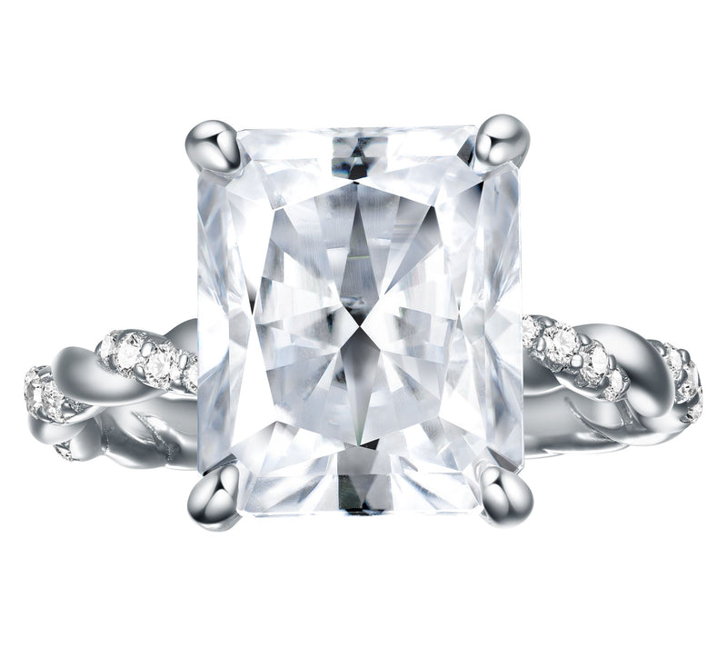 Moissanite Luxe 6.95 Twisted Band Ring, Sterling Silver — Main view