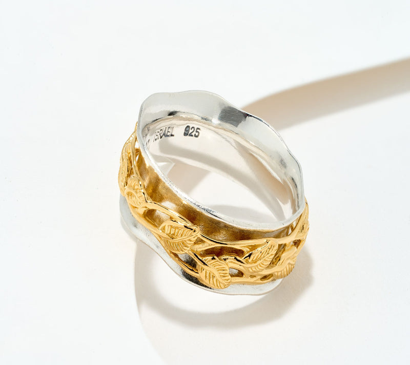 Or Paz Sterling Silver Leaf Spinner Ring — View 5
