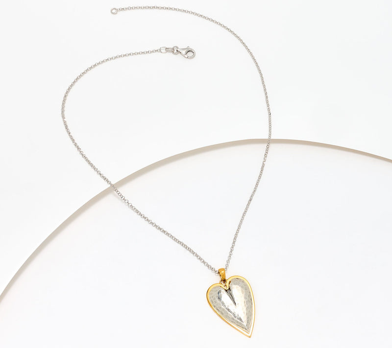 Or Paz Sterling Silver Two-Tone Elongated Heart Necklace, 7.5g — Main view