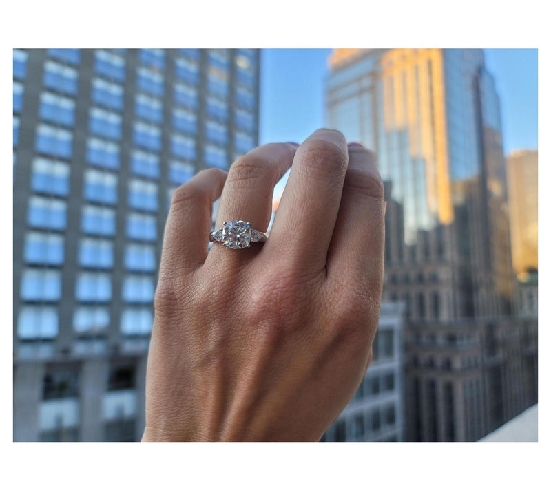 Moissanite Luxe 3.40 cttw 3-Stone Ring, Sterling Silver — View 4