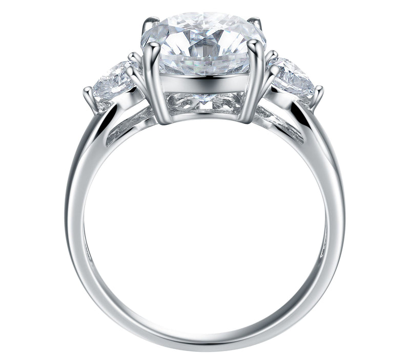 Moissanite Luxe 3.40 cttw 3-Stone Ring, Sterling Silver — View 3