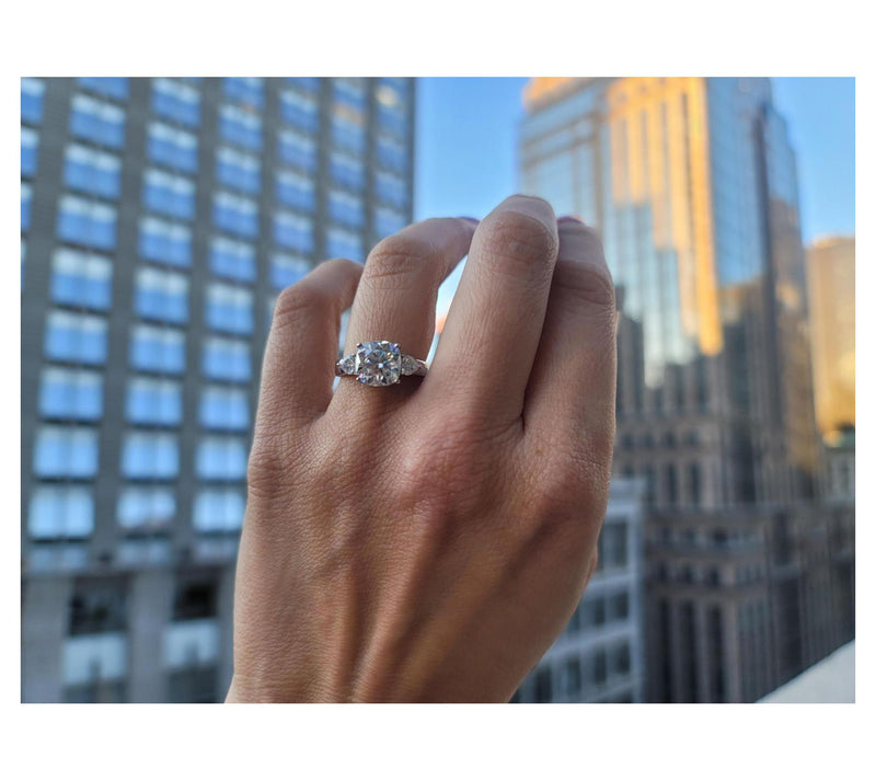 Moissanite Luxe 3.40 cttw 3-Stone Ring, Sterling Silver — View 5