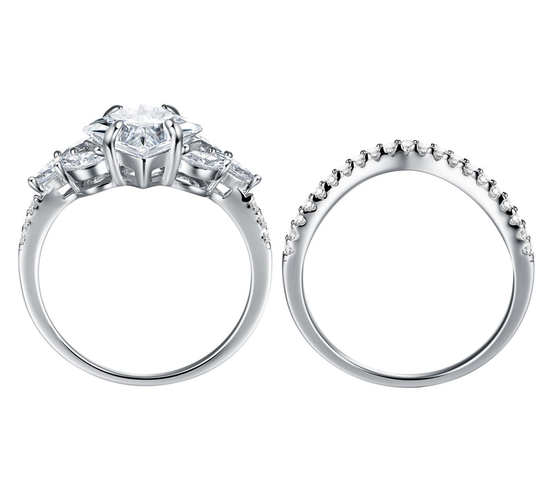 Moissanite Luxe 2.60 cttw Stacked Bridal Ring Set, Sterling — View 3