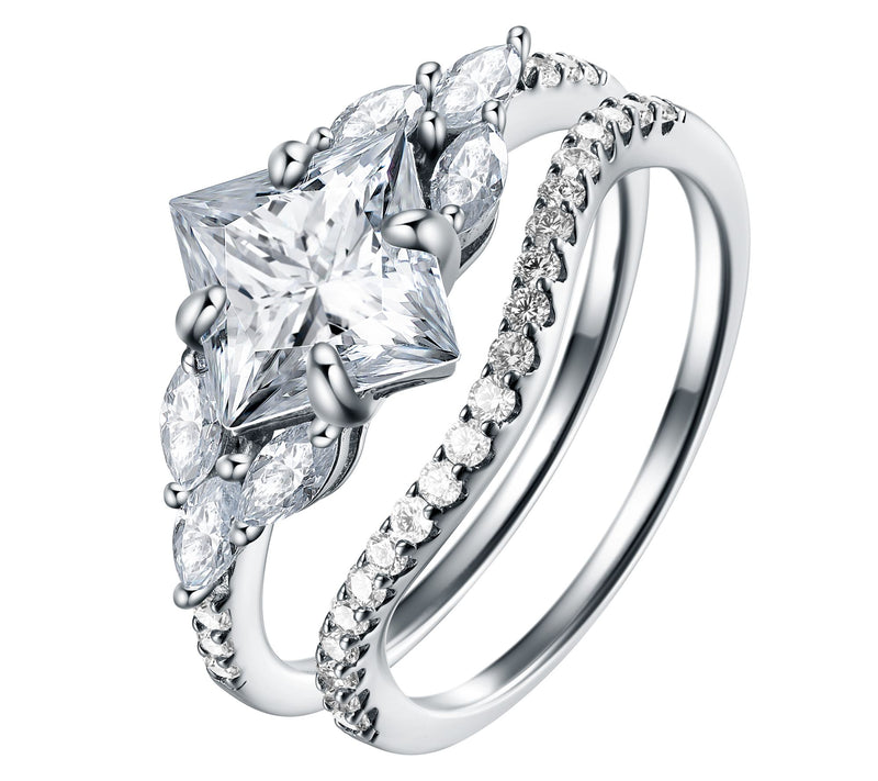 Moissanite Luxe 2.60 cttw Stacked Bridal Ring Set, Sterling — View 2