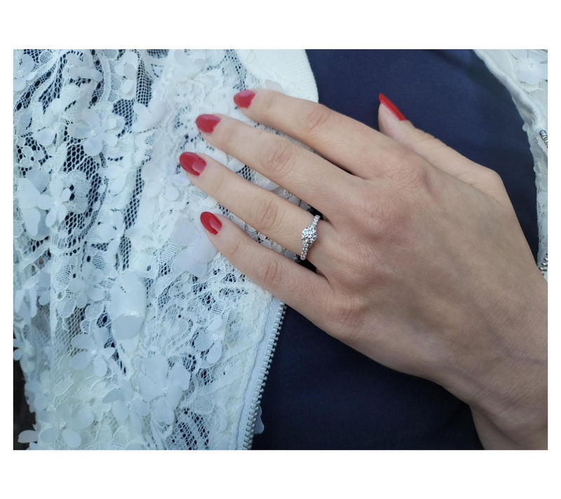 Moissanite Luxe 0.95 cttw Engagement Ring, Sterling Silver — View 5