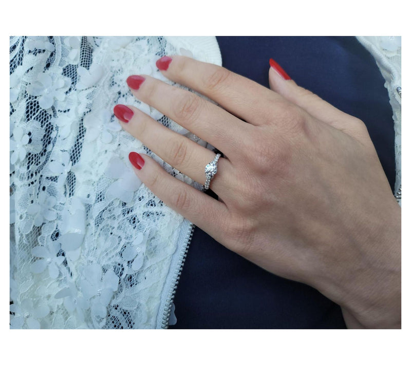 Moissanite Luxe 0.95 cttw Engagement Ring, Sterling Silver — View 4
