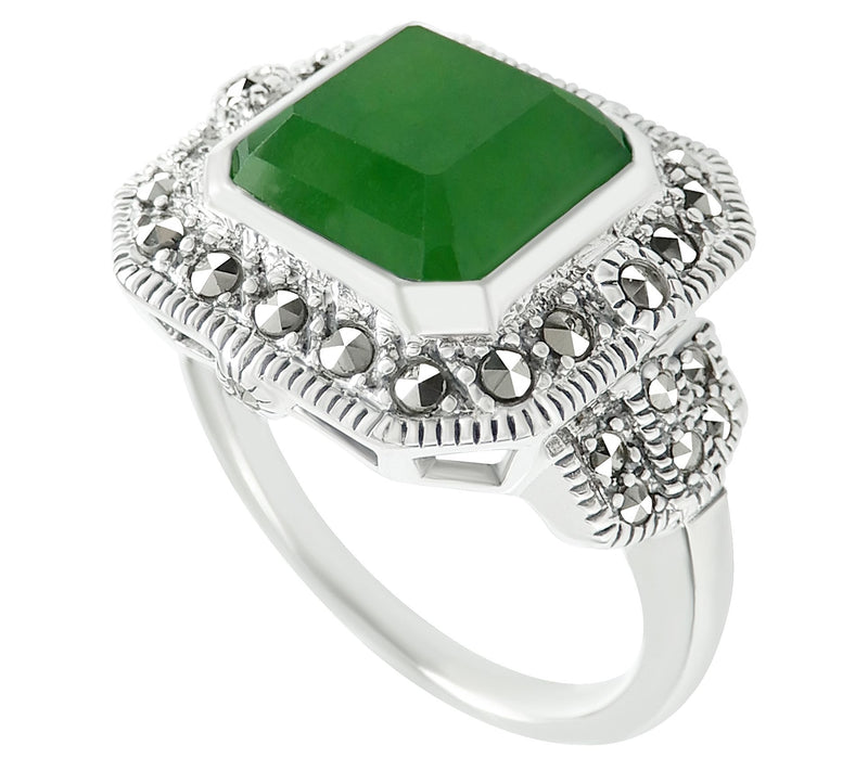 Suspicion Sterling Silver Jade& Marcasite Cocktail  Ring — View 2