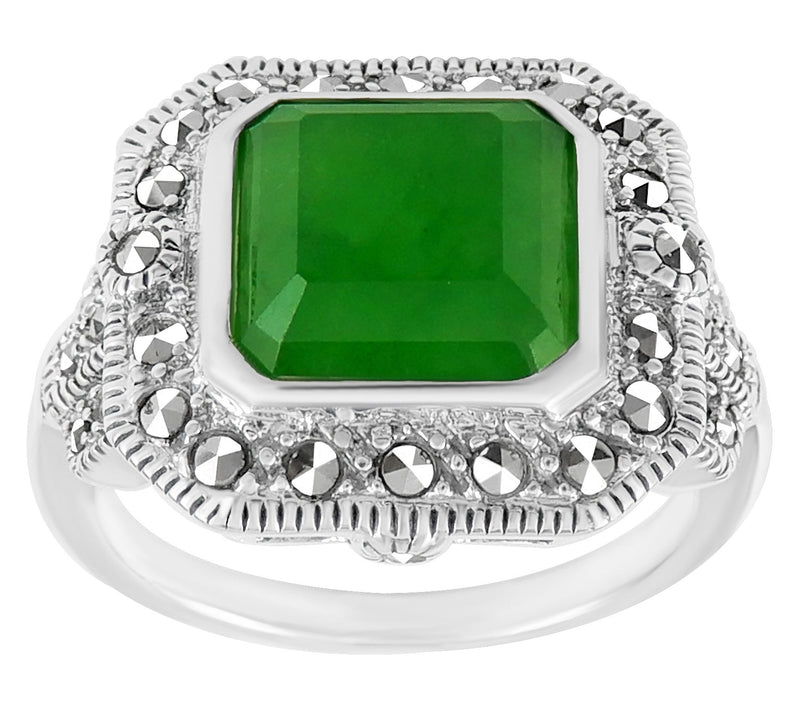 Suspicion Sterling Silver Jade& Marcasite Cocktail  Ring — Main view