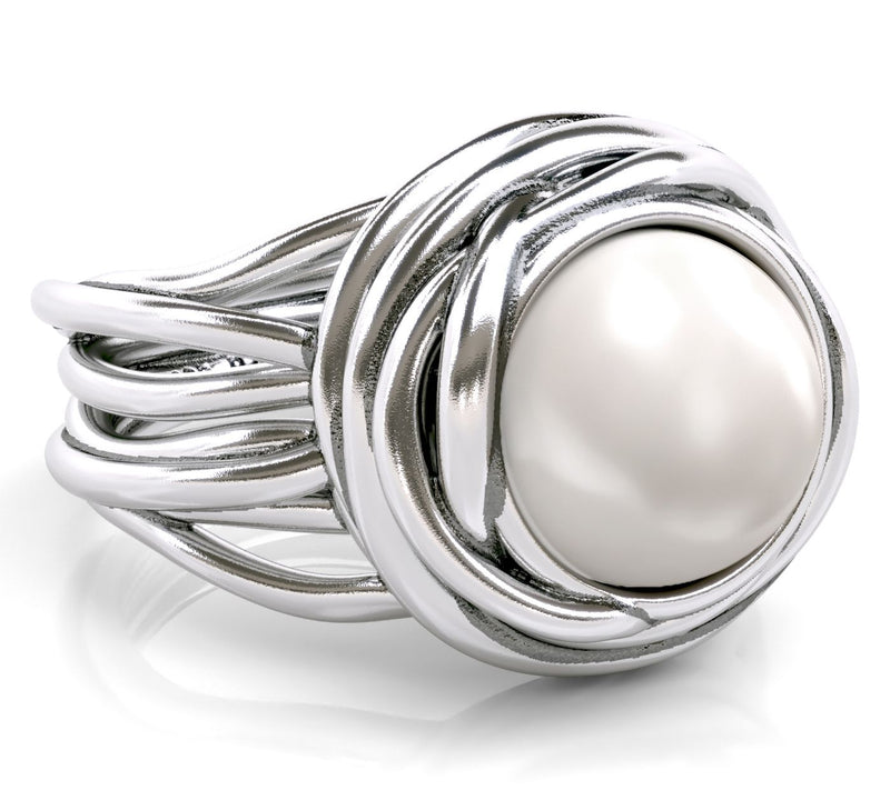 Or Paz Sterling Silver Cultured Pearl Center Design Ring — Main view