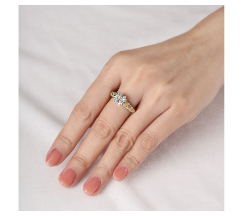 Goddaughters 14K Gold Clad White Topaz Clover Twist Ring — View 5