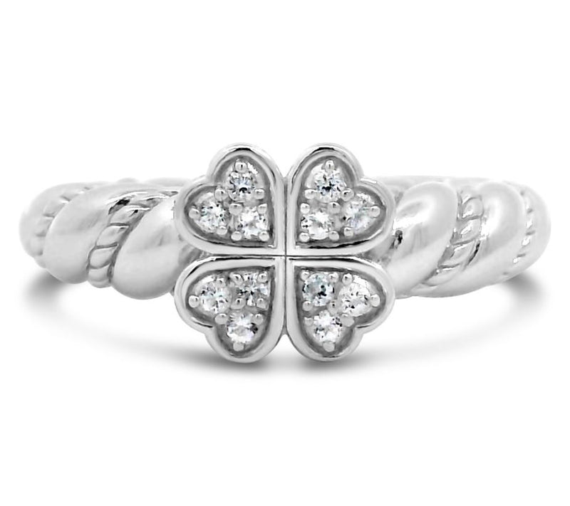Goddaughters Sterling Silver White Topaz CloverTwist Ring — Main view