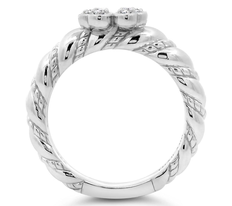 Goddaughters Sterling Silver White Topaz CloverTwist Ring — View 3