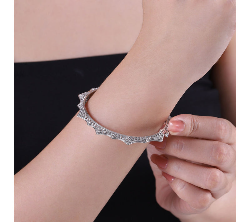 Margo Manhattan Sterling Silver White Topaz Crown Bangle — View 6