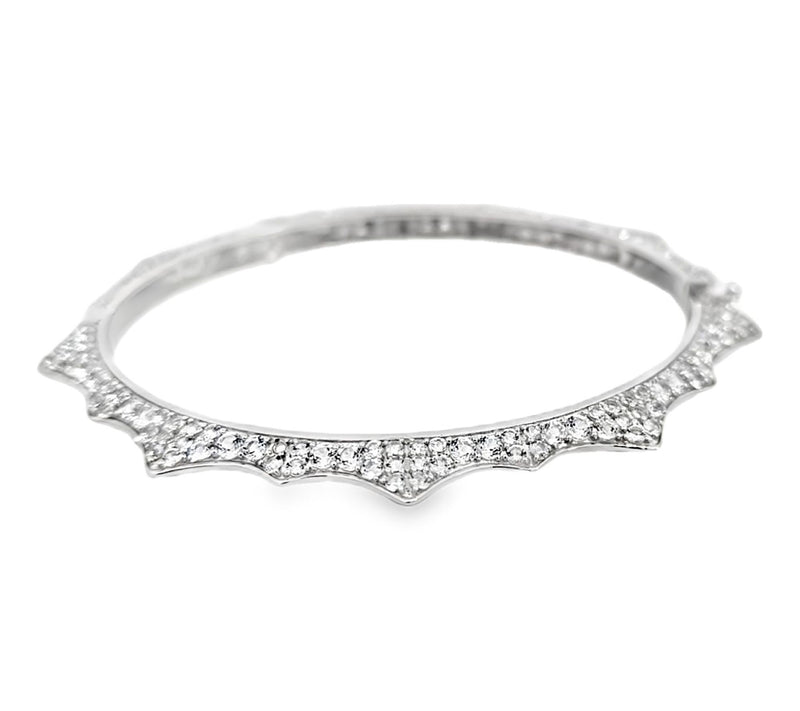Margo Manhattan Sterling Silver White Topaz Crown Bangle — View 7