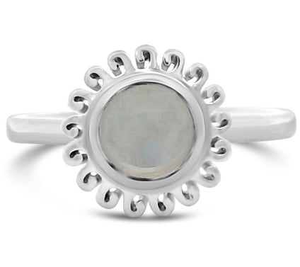 Goddaughters Sterling Silver Moonstone Sun Ring