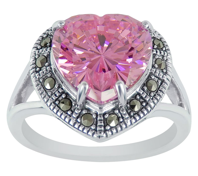 Suspicion Sterling Diamonique & Marcasite HeartRing — View 9