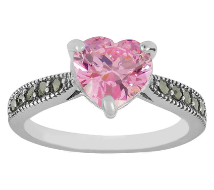 Suspicion Sterling Silver Diamonique& MarcasiteHeart Ring