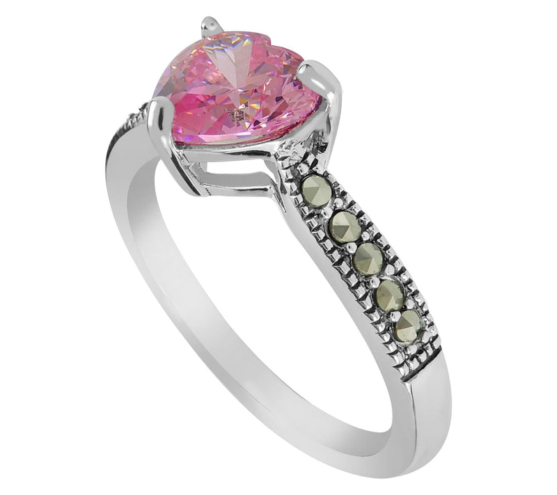 Suspicion Sterling Silver Diamonique& MarcasiteHeart Ring — View 2