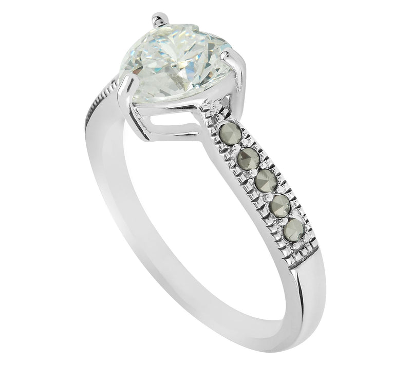 Suspicion Sterling Silver Diamonique& MarcasiteHeart Ring — View 5