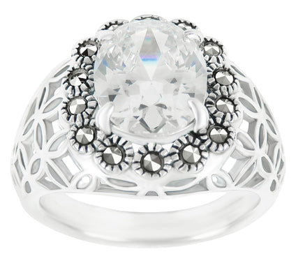 Suspicion Sterling Silver Diamonique& MarcasiteDome Ring