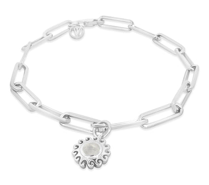 Goddaughters Sterling Silver Moonstone Sun Bracelet