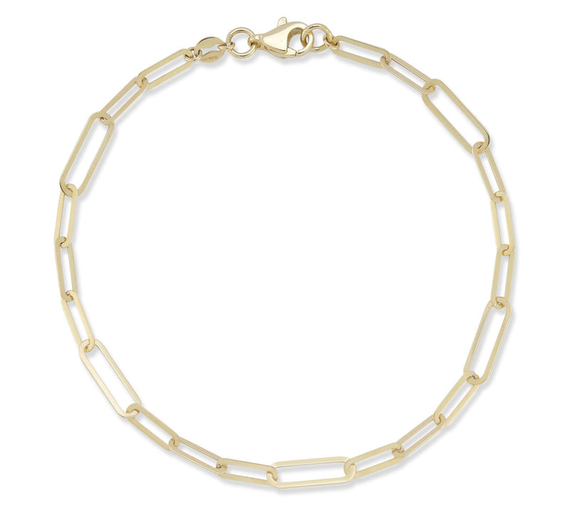 Luminosa Gold Thin Flat Paperclip Chain Bracelet, 14K — Main view