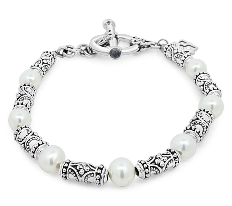 Elyse Ryan Sterling Cultured Pearl Bali StationBracelet — Main view