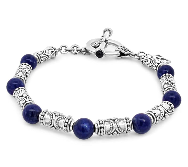 Elyse Ryan Sterling Silver Lapis Bali Station Bracelet — Main view