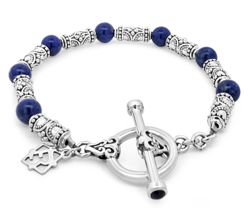Elyse Ryan Sterling Silver Lapis Bali Station Bracelet — View 2