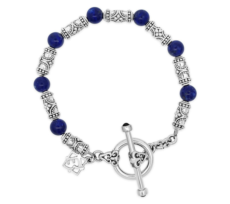Elyse Ryan Sterling Silver Lapis Bali Station Bracelet — View 3
