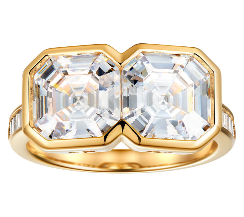 Diamonique X Jennifer Miller Twin Asscher Cut Ring, Sterling — Main view