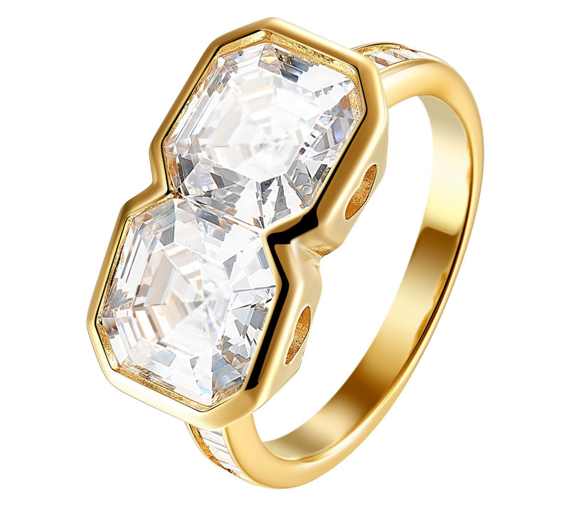 Diamonique X Jennifer Miller Twin Asscher Cut Ring, Sterling — View 2
