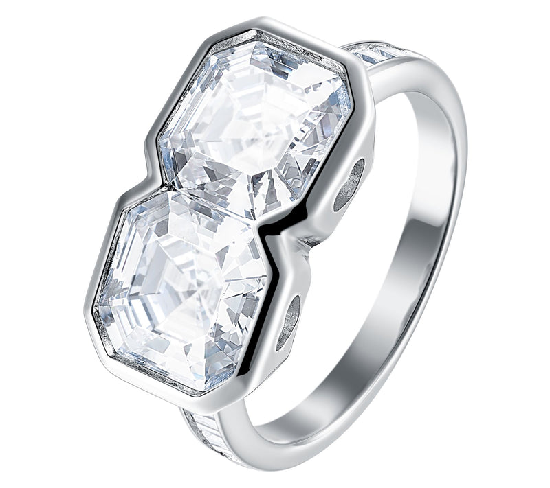 Diamonique X Jennifer Miller Twin Asscher Cut Ring, Sterling — View 5