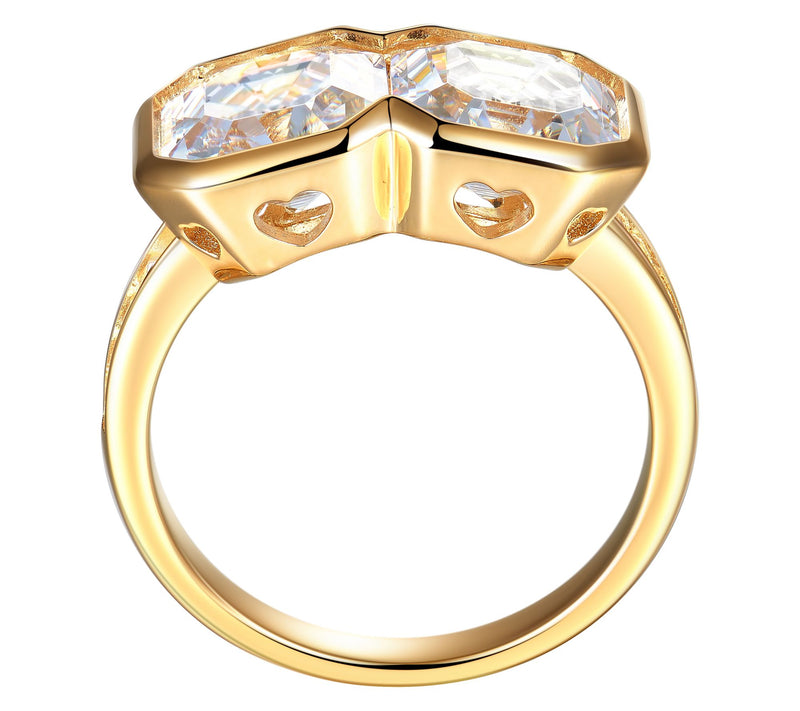 Diamonique X Jennifer Miller Twin Asscher Cut Ring, Sterling — View 3