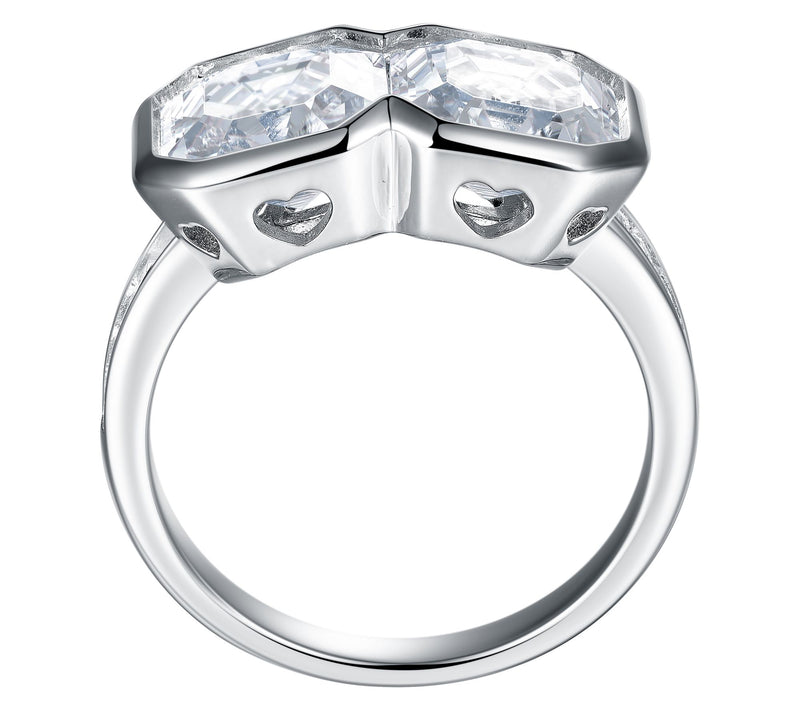 Diamonique X Jennifer Miller Twin Asscher Cut Ring, Sterling — View 6