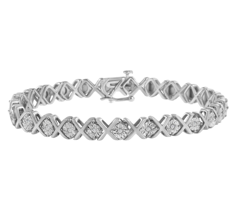 Haus of Brilliance Diamond Accent  "X" Link Bracelet, Sterling — View 3