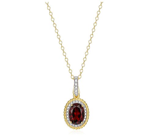 Affinity Gems Oval Birthstone Pendant w/ Chain,Sterling — View 12