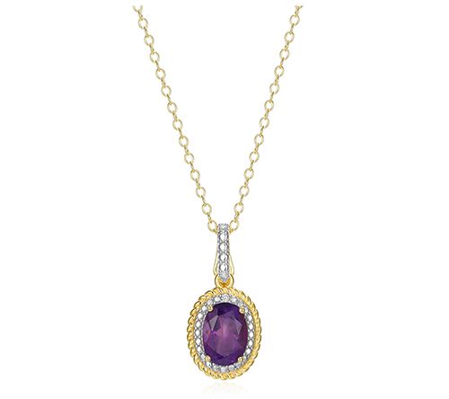 Affinity Gems Oval Birthstone Pendant w/ Chain,Sterling — View 4