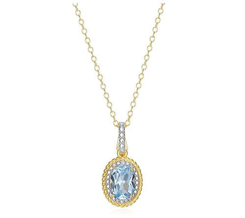 Affinity Gems Oval Birthstone Pendant w/ Chain,Sterling — View 6