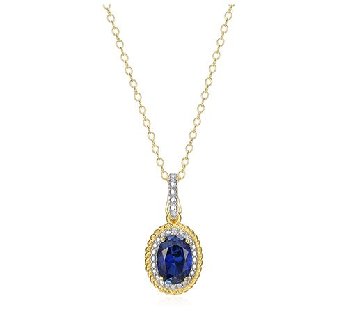 Affinity Gems Oval Birthstone Pendant w/ Chain,Sterling — View 18