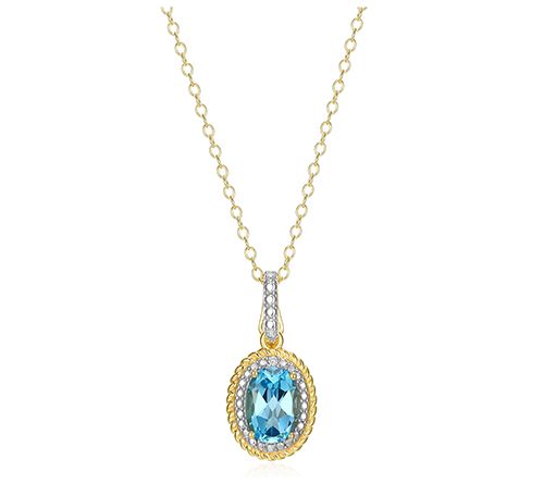 Affinity Gems Oval Birthstone Pendant w/ Chain,Sterling — View 24