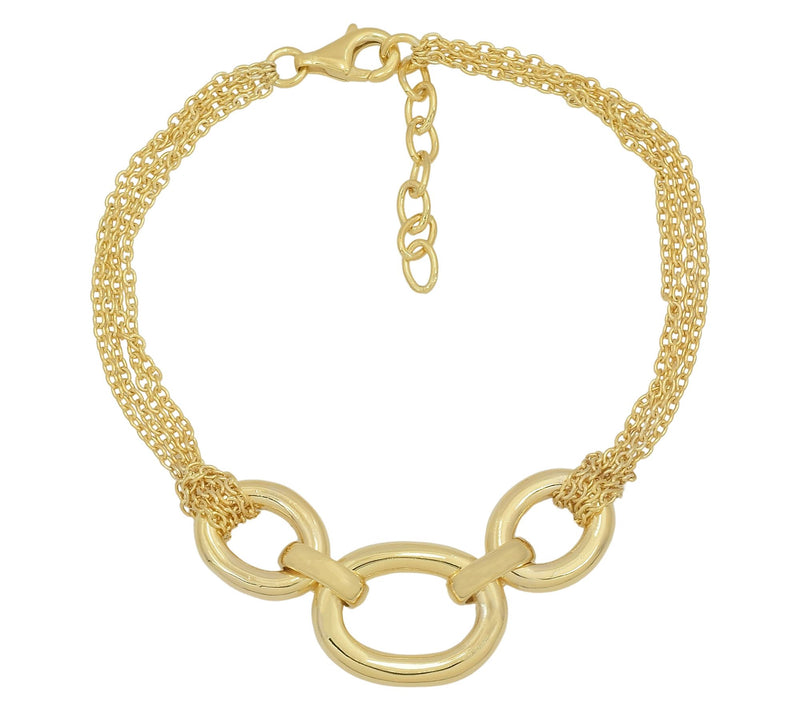 14K Yellow Gold Plated Chunky Oval Link StationBracelet — View 7