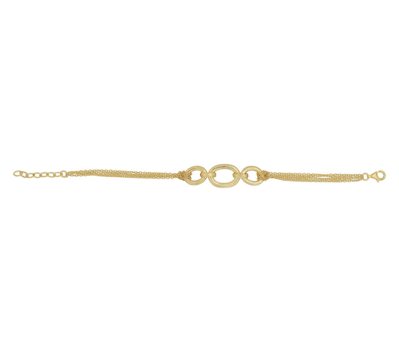 14K Yellow Gold Plated Chunky Oval Link StationBracelet — View 3