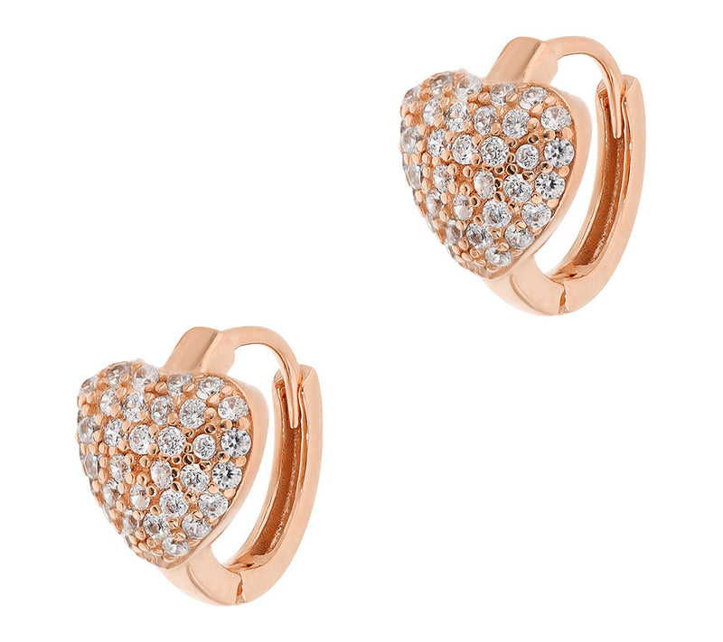 Diamonique Heart Huggie Hoop Earrings, Sterling Silver — View 7