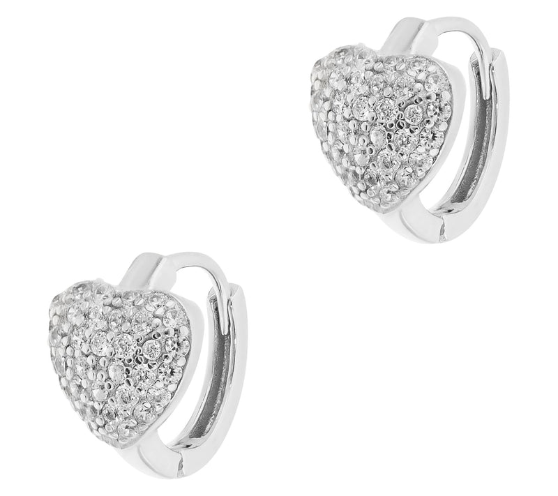Diamonique Heart Huggie Hoop Earrings, Sterling Silver — View 8